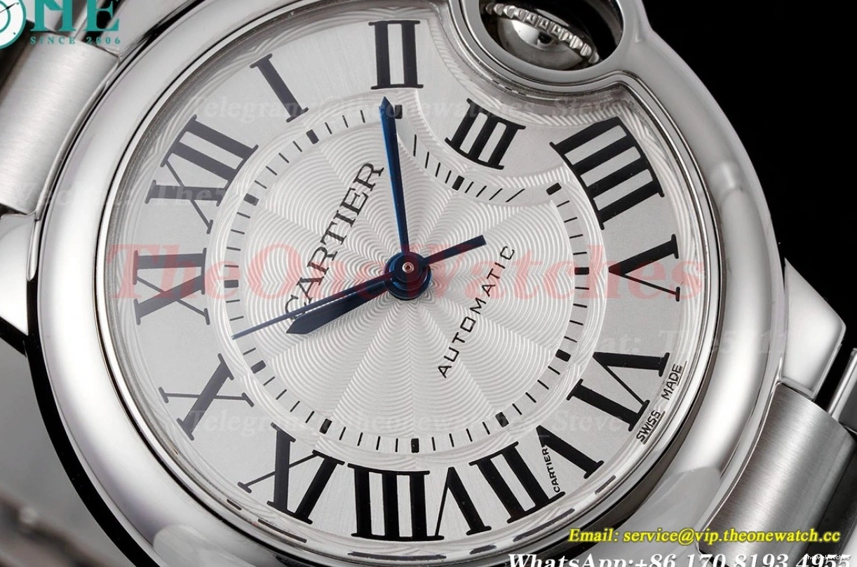 White 33mm AF Cartier NH05 Bleu SS SS Ballon De Dial 1202